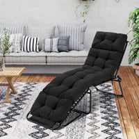 Black Outdoor Lounge Chair with 4-Position Backrest and Removable Lounge Cushion