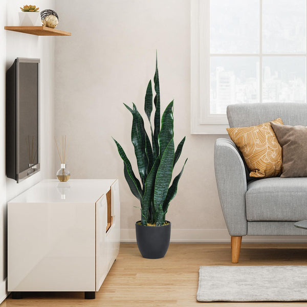 Giantex 90cm Artificial Snake Plant Faux Sansevieria with Durable Leaves and Stable Pot