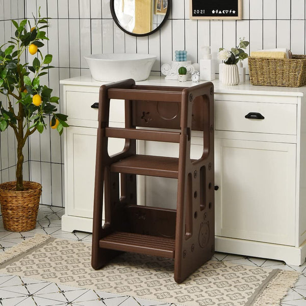 Kids Step Learning Stool with Double Safety Rails for Baby