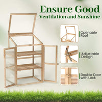 Wooden Garden Cold Frame Greenhouse, Portable Outdoor Indoor Cold Frame Kit