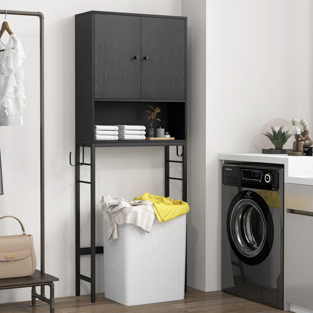 ver The Toilet Storage Cabinet, Free Standing Toilet Rack w/ 2 Doors