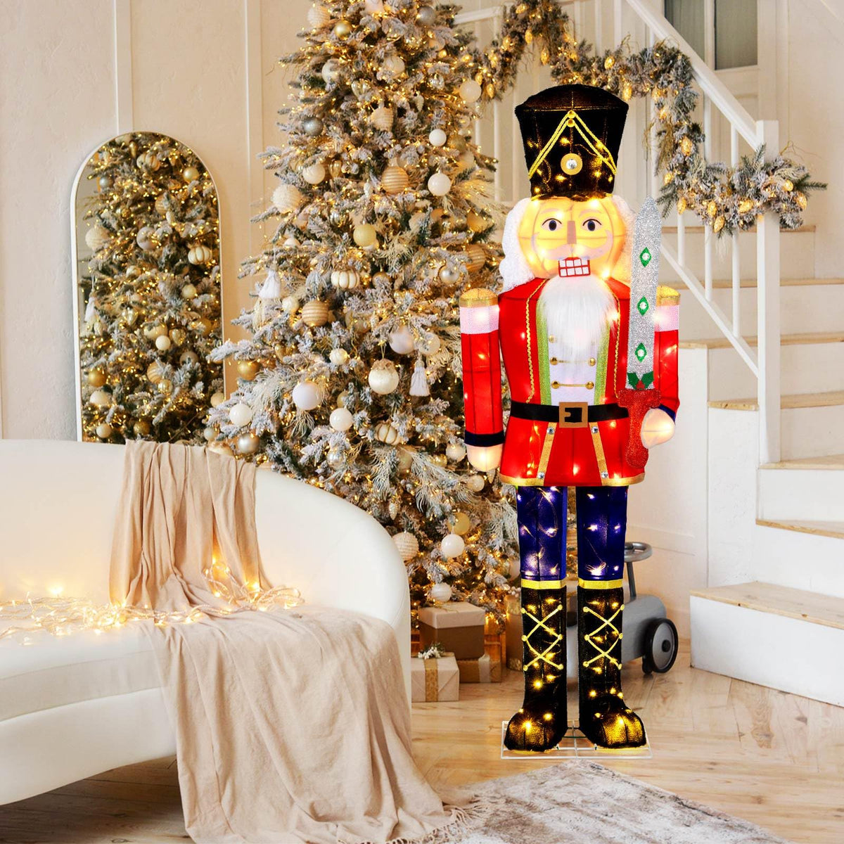 157 CM Lighted Nutcracker Soldier Outdoor Christmas Decoration