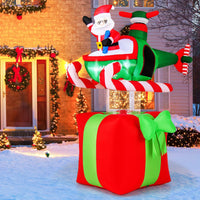 1.8m Christmas Inflatables Santa Claus with Helicopter on Gift Box
