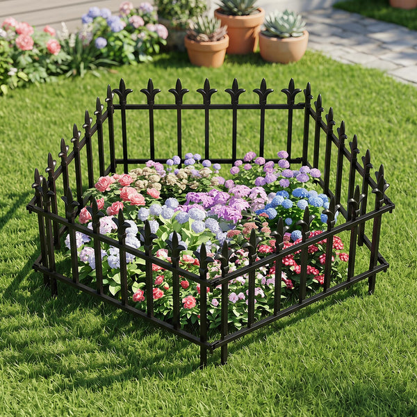 5/10-Pack Metal Garden Fence 280/560x44cm No Dig Border for Lawn Pathway