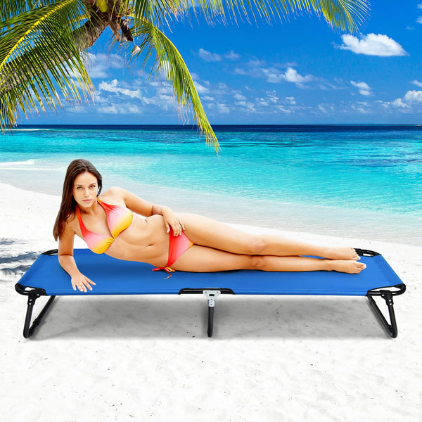 Portable Folding Camping Cot, 75" Outdoor Fabric Sleeping Cot