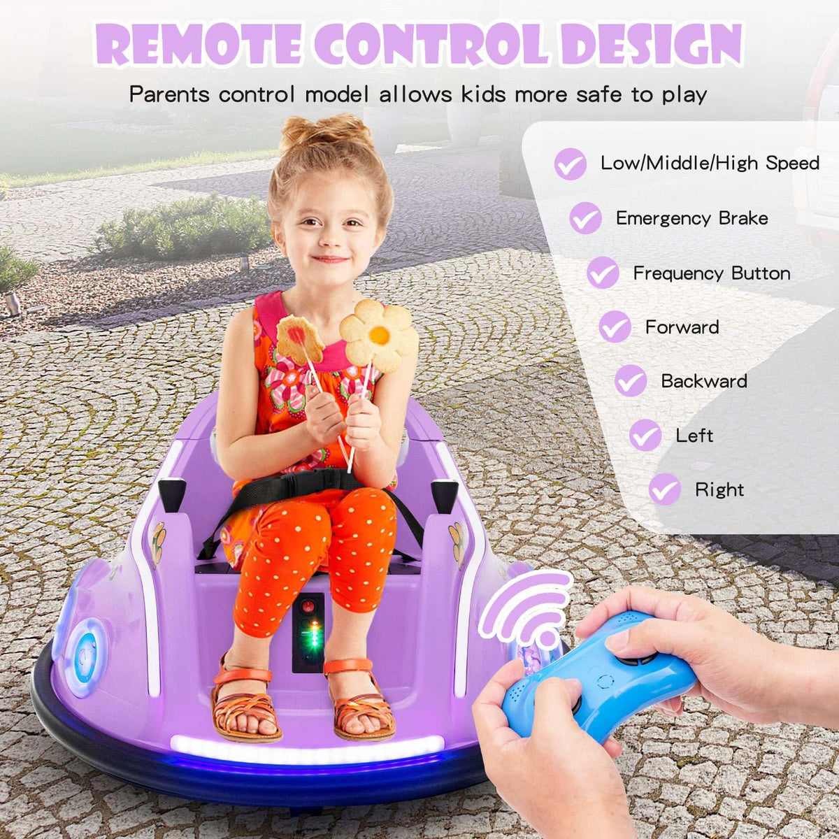 Kids Ride On Car, 12V Electric Bumper Car for Children W/Remote Control