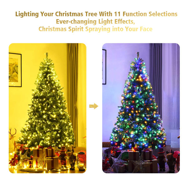 Pre-Lit Artificial Holiday Christmas Xmas Tree with 11 Mode & Color Lights