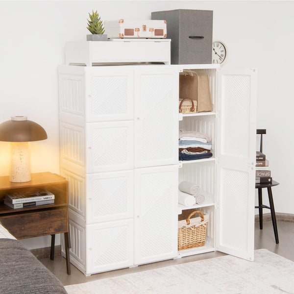 Portable Cube Wardrobe, Foldable Wardrobe Closet Clothes Organiser, White