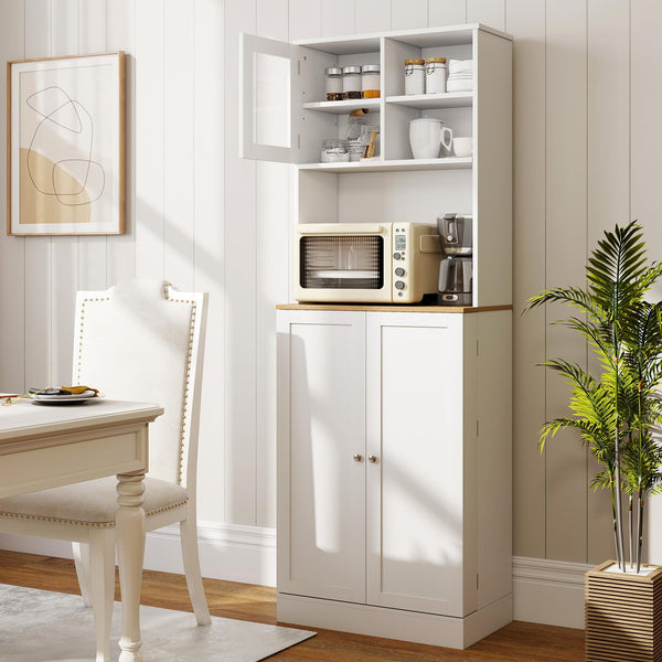 Kitchen Pantry Cabinet 170 CM Freestanding Tall Cupboard with Microwave Shelf