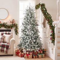 150/180cm Flocked Christmas Tree, Pre-Lit, Hinged