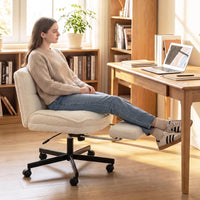 GIANTEX Teddy Plush Office Chair with Footrest & Adjustable Height