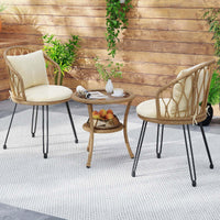 3 Pieces PE Wicker Patio Bistro Set, Outdoor Conversation Set