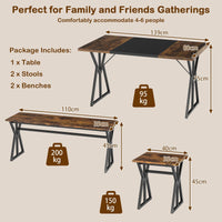 5-Piece Dining Room Set for 4-6 People Space-Saving Dinette Set with Metal Frame