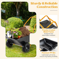 80L Heavy-Duty Foldable Garden Dual-Wheel Wheelbarrow 150 KG Load Capacity