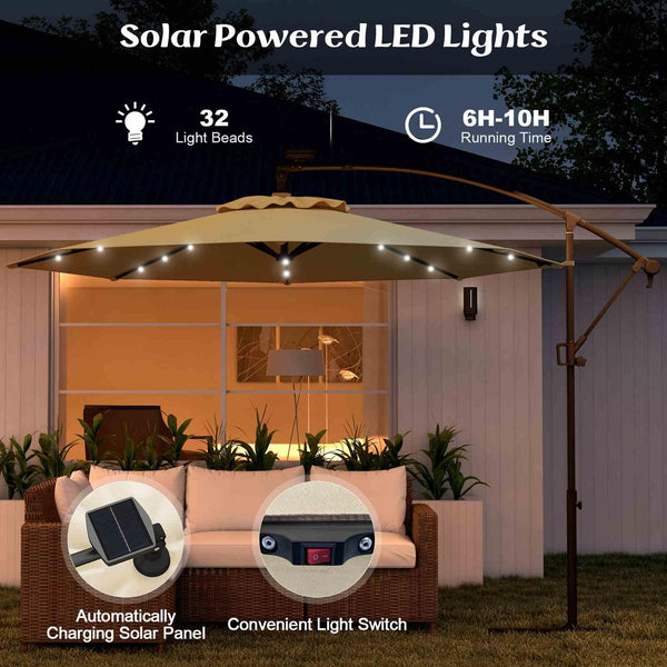 3M Solar LED Offset Cantilever Umbrella with Easy Tilt Adjustment