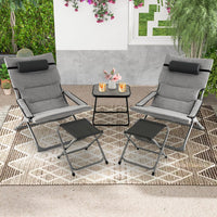 5 Piece Patio Sling Chair Set with Ottoman & Coffee Table for Garden