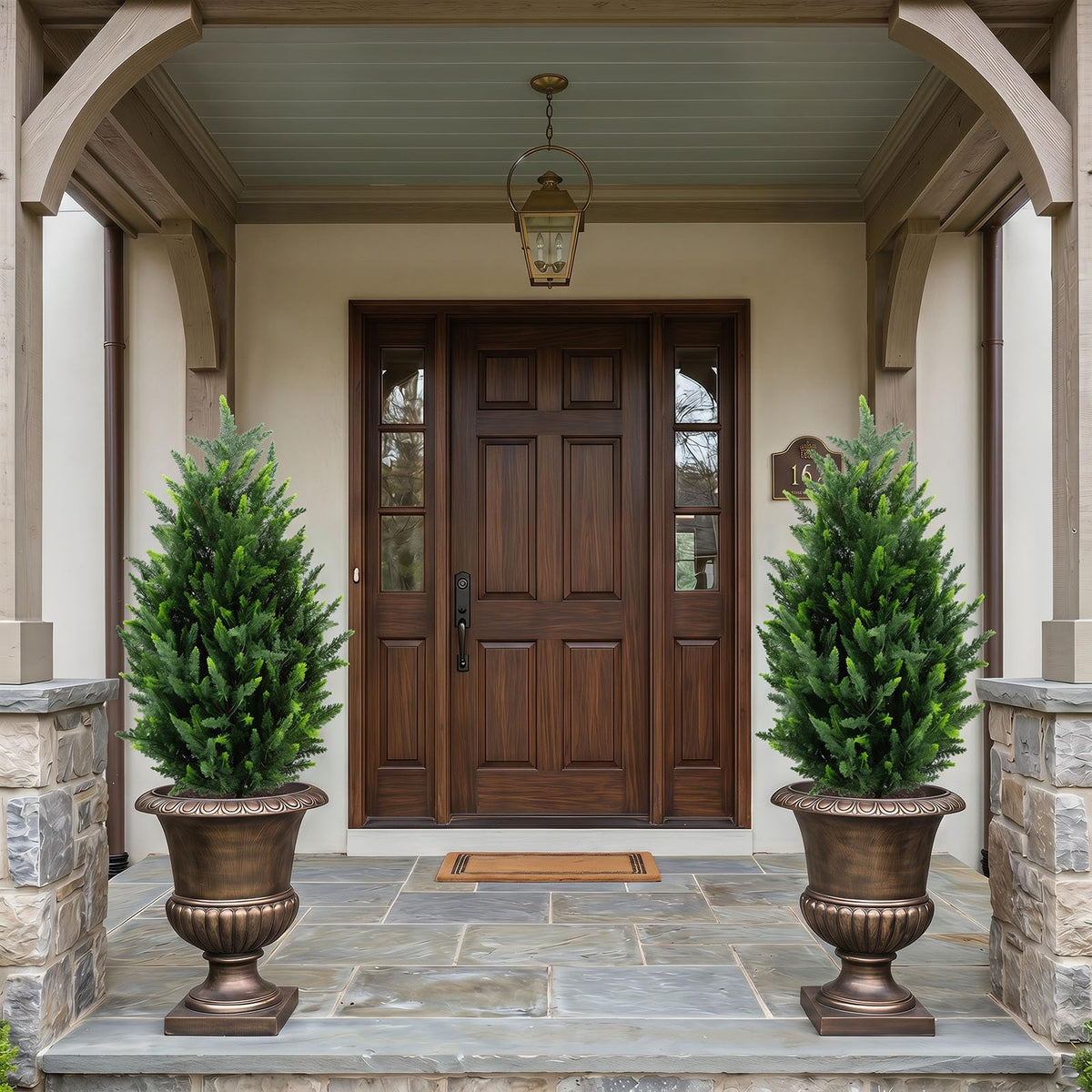 Giantex 2 Pack Artificial Cypress Topiary Trees 90cm Faux Cone Bushes