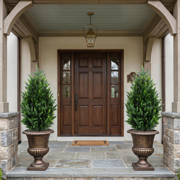 Giantex 2 Pack Artificial Cypress Topiary Trees 90cm Faux Cone Bushes