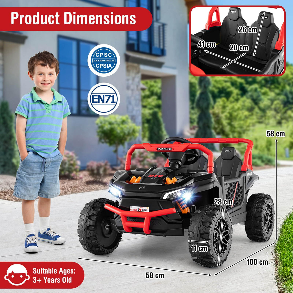 12V Kids Ride on Car with Parental Remote and 3 Speeds