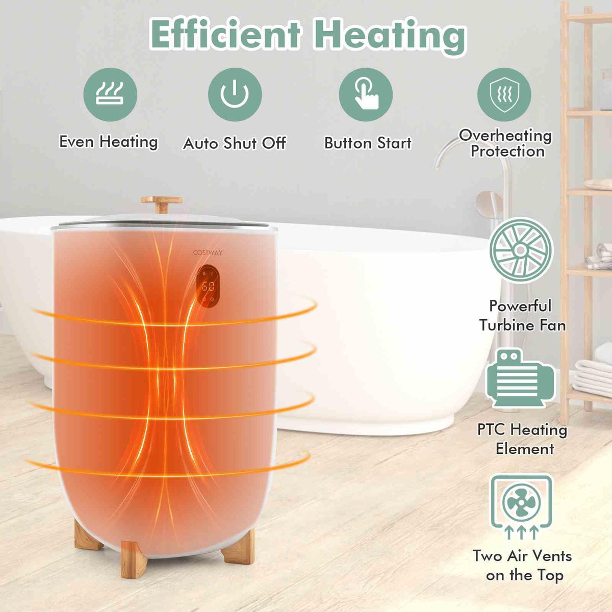 35L Large Towel Warmer Bucket with 20-90Min Timer and 2-5H Drying Mode