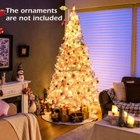 2.2M Snow Flocked Christmas Tree with 1100 Branch Tips and 450 LED Lights