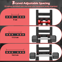 3-Tier Dumbbell Rack, 240KG Capacity Heavy-Duty Adjustable Weight Rack Stand
