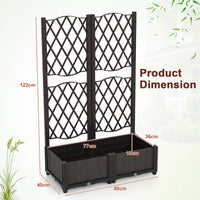Raised Garden Bed with Trellis Double Planter Box for Climbing Plants