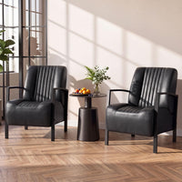 Giantex PU Leather Upholstered Armchair with Padded Seat & Back