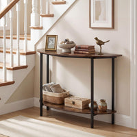 Half-moon Console Table with Open Storage Shelf and Anti-tip Kits for Living Room