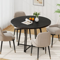 Giantex 118cm Dining Table for 4-6 People, Round Kitchen Table with 8 Metal Supporting Legs