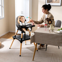 Convertible Table Chair Set w/Building Block Table, Safety Harness, Removable Tray