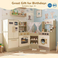 Kids Corner Pretend Kitchen Playset with Faucet Dishwasher Stoves