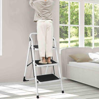 3-Tread Step Ladder with Convenient Hand Grip for Home Garage Kitchen