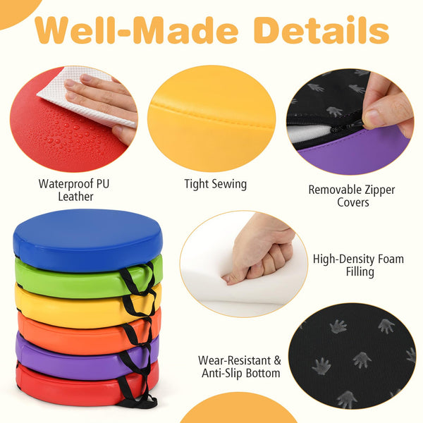 6 PCS Round Floor Cushions for Kids