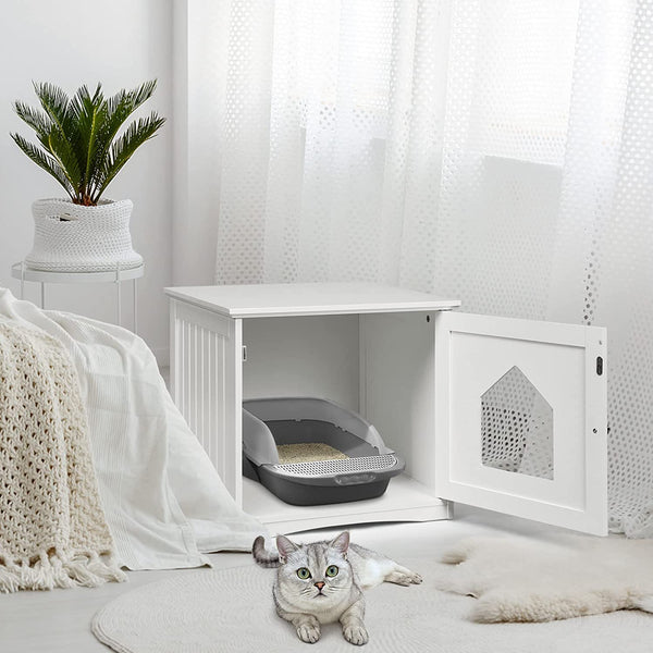 Cat Litter Box Enclosure, Covered Enclosed Kitty Litter Box Square, Small Litter Box Furniture Hidden