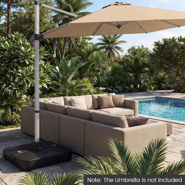 Outdoor Cantilever Umbrella Base w/Wheels,Heavy-Duty Offset Patio Umbrella Stand