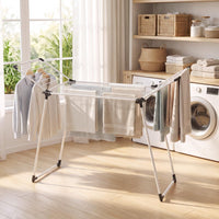 Foldable Laundry Rack with 2 Gullwings and Heavy Duty Metal Frame for Laundry Room