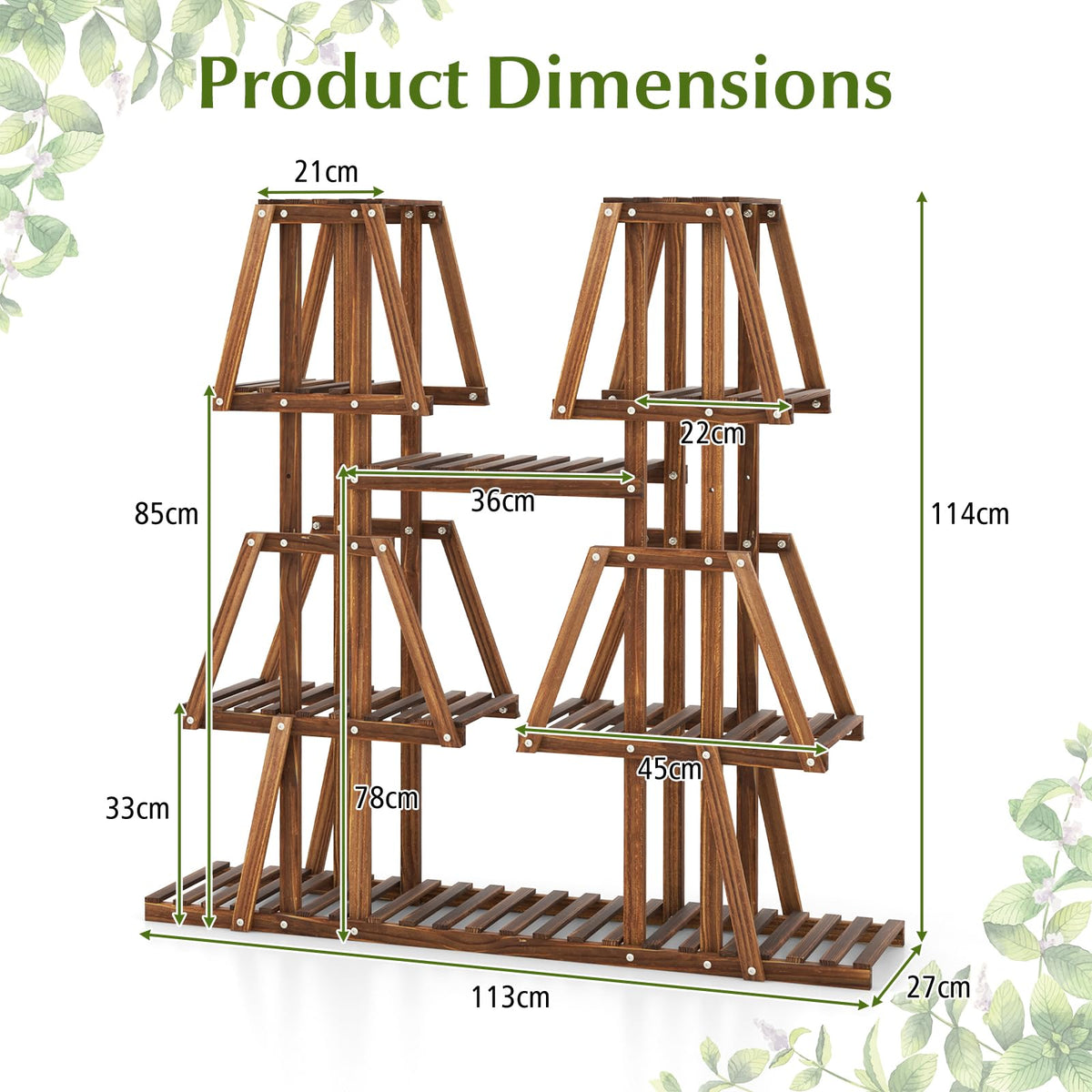Indoor Outdoor Trapezoid Plant Rack for Multiple Plants, 5-Tier 10 Pot ...