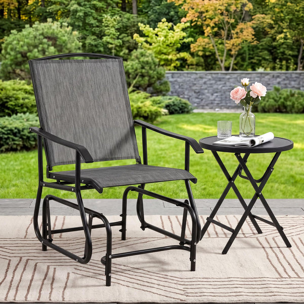 Outdoor Glider Chair with Metal Frame and Breathable Fabric