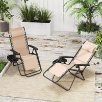 Patio Zero Gravity Lounge Chair with Cup Holder & Removable Pillow