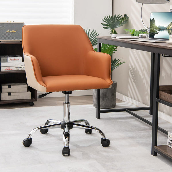 Giantex Home Office Desk Chair, PU Covered Swivel Task Chair with Adjustable Height