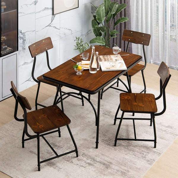 5 Piece Dining Table Set, Rectangular Kitchen Table & 4 Chairs for 4 Person