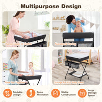 Folding Baby Change Table with Storage Basket & Shelf for Infant & Toddler