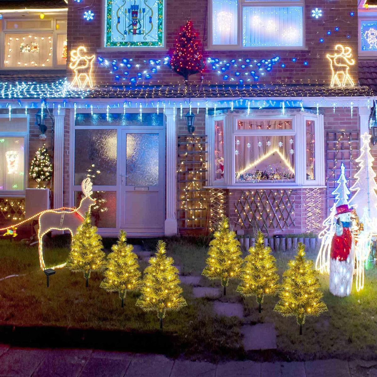 6-Pack Pre-Lit Artificial Christmas Tree 45CM Solar Powered Mini Xmas Trees