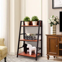 Giantex 3 Tier Bookshelf, Industrial Ladder Bookcase with Metal Frame