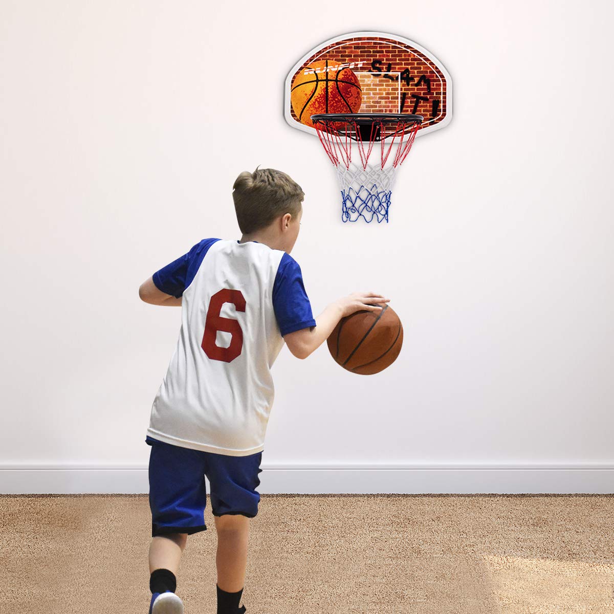 Wall Mounted Fan Backboard W/2 nets Basketball Hoop & Rim Outdoor Indoor Sports