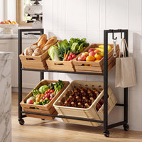 Giantex 2-Tier Drink Crate Rack, Rolling Bottle Crate Shelf with 4 Universal Wheels, 2 Hooks, 2 Tilt Angles for Beer