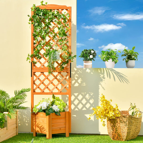 Giantex Raised Garden Bed with Trellis, 180 cm Tall Indoor & Outdoor Planter with Raise Feet