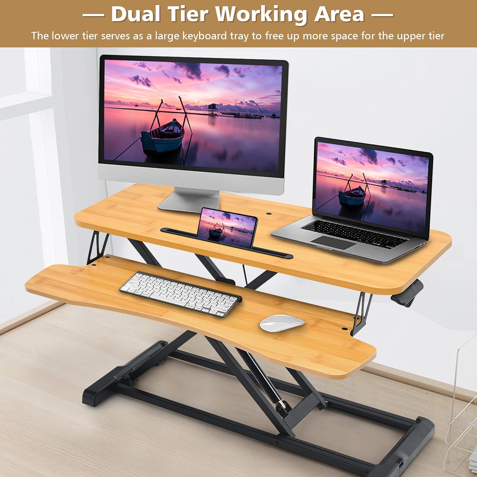 Large stand deals up desk