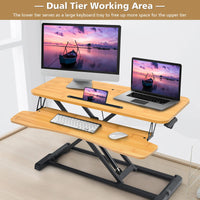 Giantex Standing up Desk, Height Adjustable Stand Up Desk Riser w/Large Platform & Tablet Holder